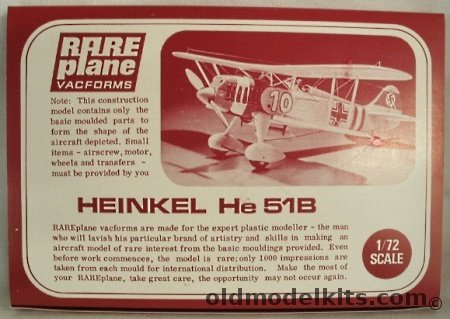 Rareplane 1/72 Heinkel He-51B plastic model kit